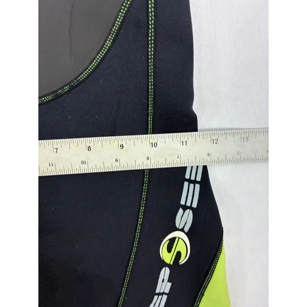 Deep See Shorty Wetsuit Black Green Short Sleeve Back Zip Diving Snorkeling